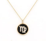 14K Gold Onyx & Diamond Virgo Zodiac Medallion Medallion ALP-227Y-VIR.ON  - Abtin & Co.