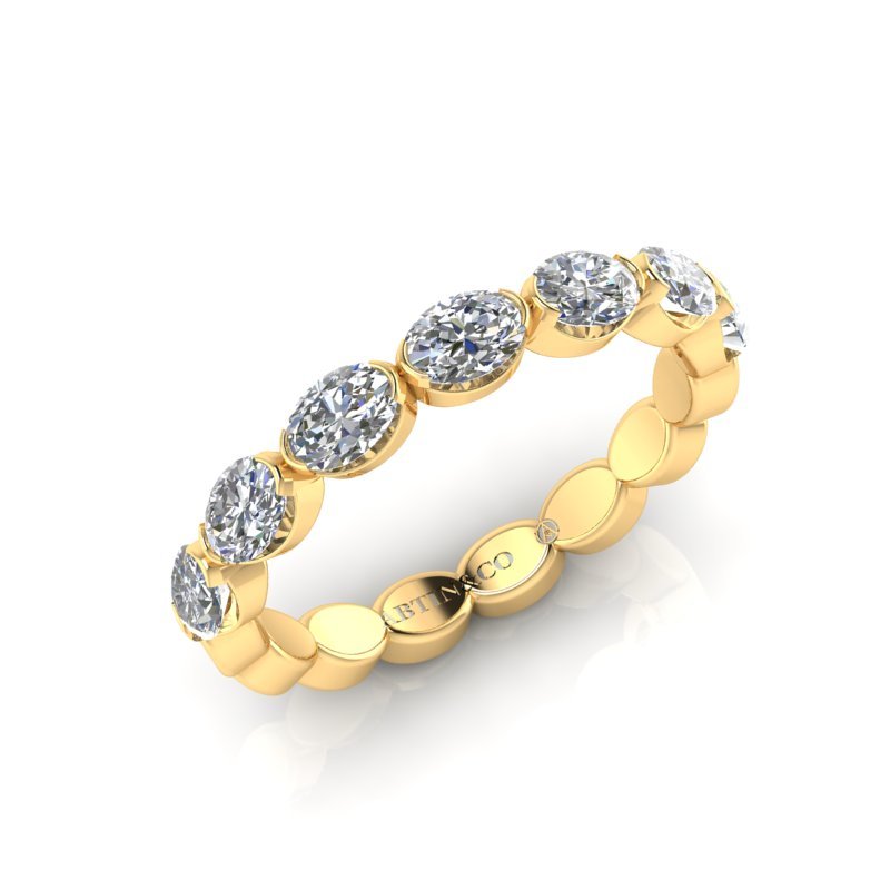 14K Gold Oval Cut Halfway East West Eternity Frame Set Lab Grown Diamond Wedding Band Ring Oval Cut ABB-394.1-LGD  - Abtin & Co.