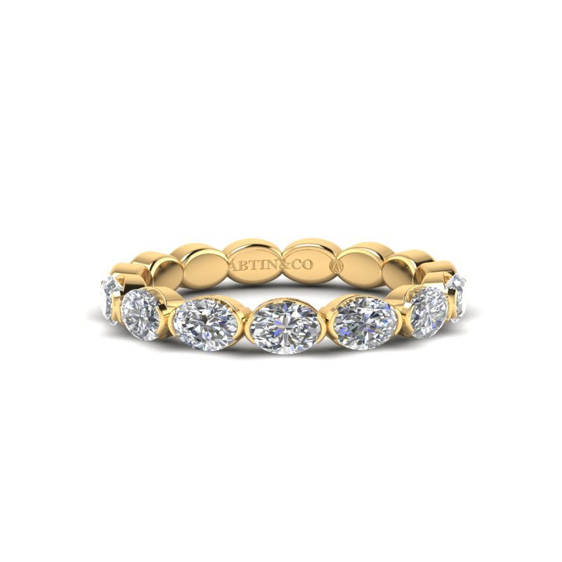 14K Gold Oval Cut Halfway East West Eternity Frame Set Lab Grown Diamond Wedding Band Ring Oval Cut ABB-394.1-LGD  - Abtin & Co.