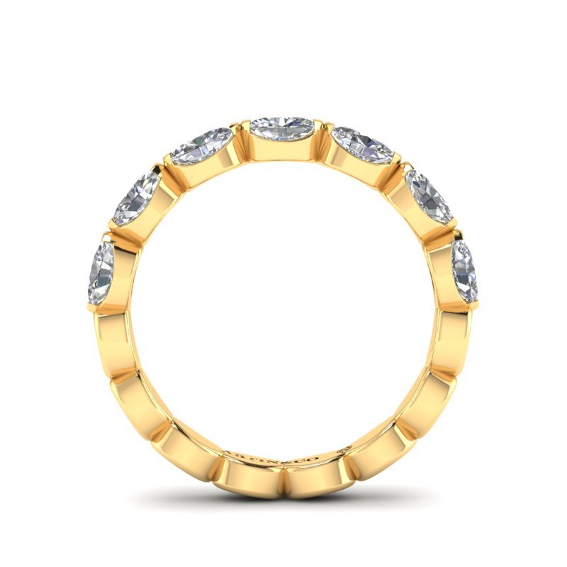 14K Gold Oval Cut Halfway East West Eternity Frame Set Lab Grown Diamond Wedding Band Ring Oval Cut ABB-394.1-LGD  - Abtin & Co.