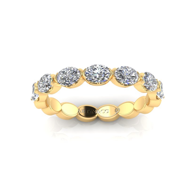 14K Gold Oval Cut Halfway East West Eternity Frame Set Lab Grown Diamond Wedding Band Ring Oval Cut ABB-394.1-LGD  - Abtin & Co.