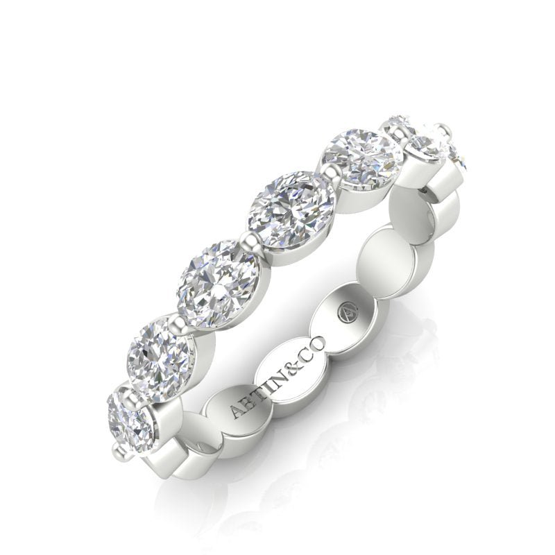 14K Gold Oval Cut Halfway Eternity East West Floating Set Lab Grown Diamond Wedding Band Ring Oval Cut ABB-440.1-LGD-1  - Abtin & Co.