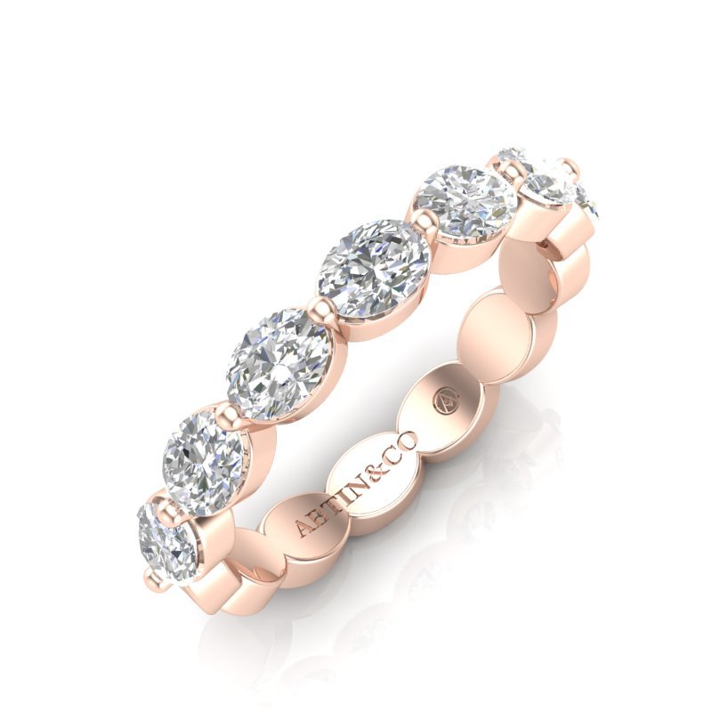 14K Gold Oval Cut Halfway Eternity East West Floating Set Lab Grown Diamond Wedding Band Ring Oval Cut ABB-440.1-LGD-3  - Abtin & Co.