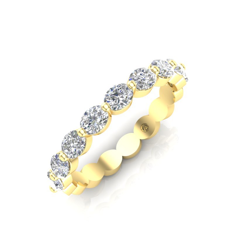 14K Gold Oval Cut Halfway Eternity East West Floating Set Lab Grown Diamond Wedding Band Ring Oval Cut ABB-438.1-LGD-2  - Abtin & Co.
