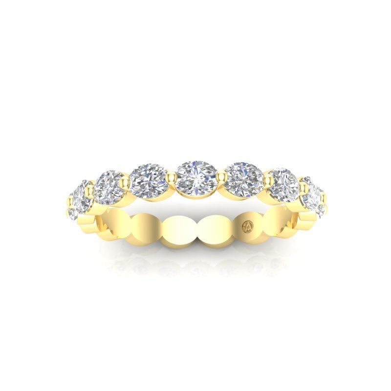 14K Gold Oval Cut Halfway Eternity East West Floating Set Lab Grown Diamond Wedding Band Ring Oval Cut ABB-438.1-LGD-2  - Abtin & Co.