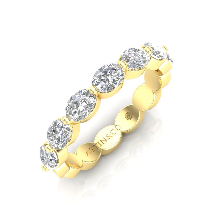 14K Gold Oval Cut Halfway Eternity East West Floating Set Lab Grown Diamond Wedding Band Ring Oval Cut ABB-440.1-LGD-2  - Abtin & Co.