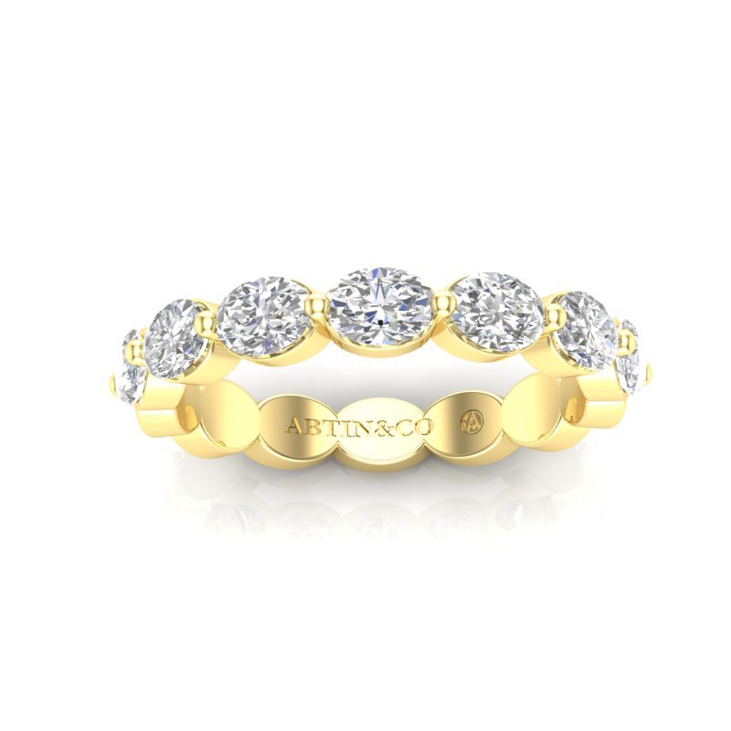 14K Gold Oval Cut Halfway Eternity East West Floating Set Lab Grown Diamond Wedding Band Ring Oval Cut ABB-440.1-LGD-2  - Abtin & Co.