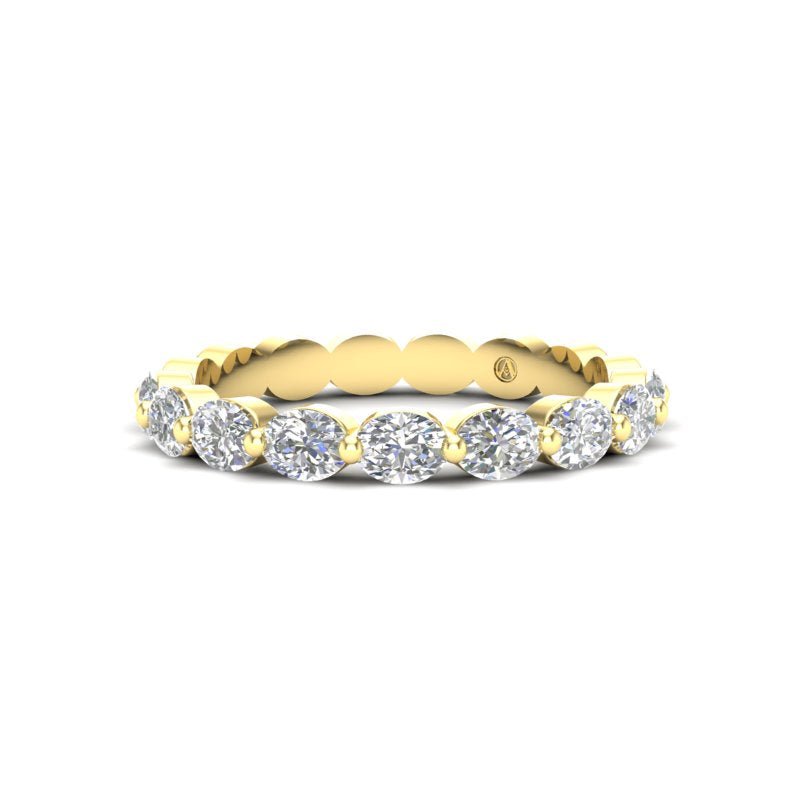 14K Gold Oval Cut Halfway Eternity East West Floating Set Lab Grown Diamond Wedding Band Ring Oval Cut ABB-438.1-LGD-1  - Abtin & Co.