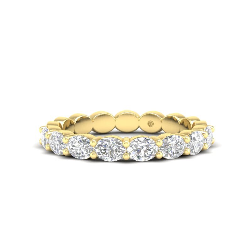 14K Gold Oval Cut Halfway Eternity East West Prong Set Lab Grown Diamond Wedding Band Ring Oval Cut ABB-437.1-LGD  - Abtin & Co.