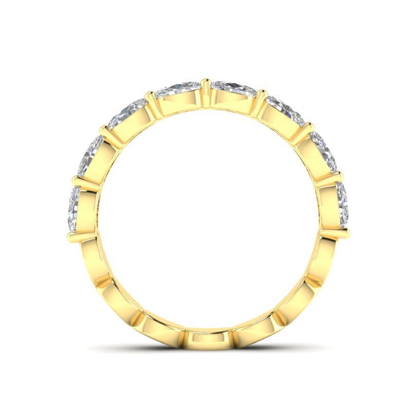 14K Gold Oval Cut Halfway Eternity East West Prong Set Lab Grown Diamond Wedding Band Ring Oval Cut ABB-439.1-LGD-2  - Abtin & Co.