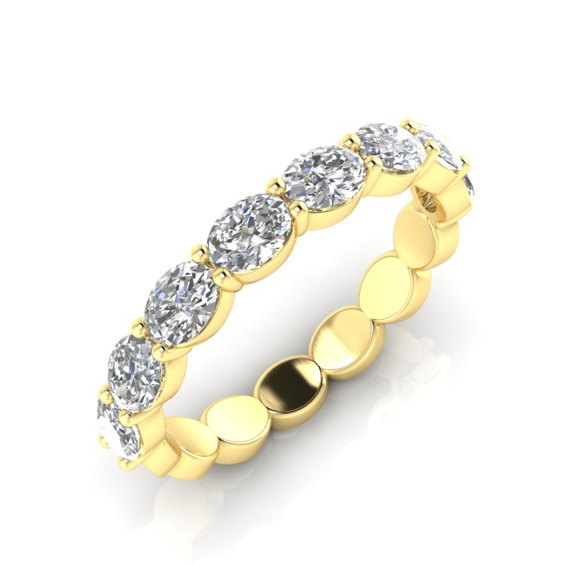 14K Gold Oval Cut Halfway Eternity East West Prong Set Lab Grown Diamond Wedding Band Ring Oval Cut ABB-439.1-LGD-2  - Abtin & Co.
