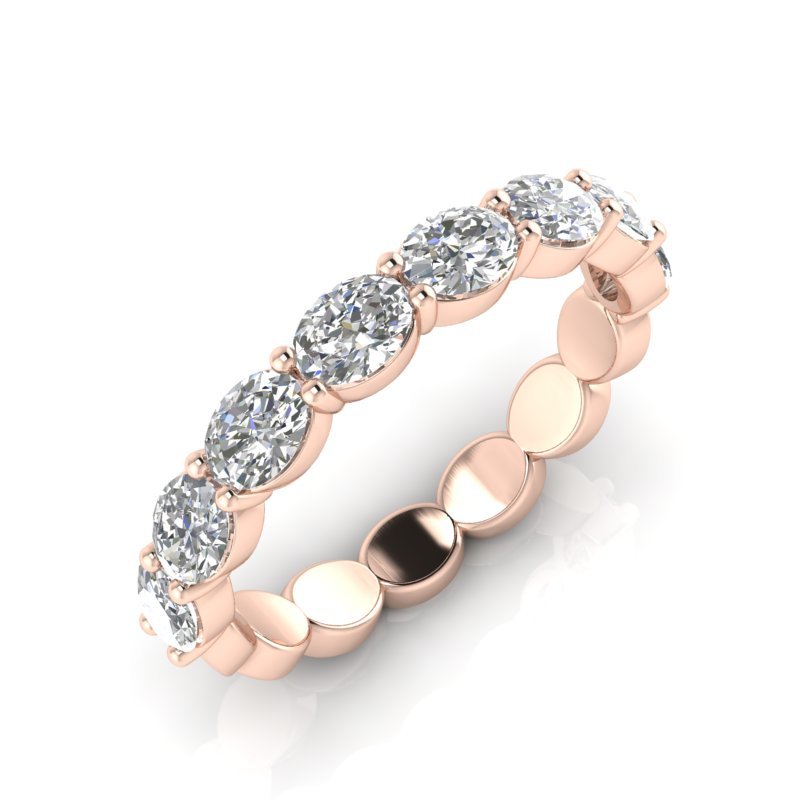 14K Gold Oval Cut Halfway Eternity East West Prong Set Lab Grown Diamond Wedding Band Ring Oval Cut ABB-439.1-LGD-3  - Abtin & Co.