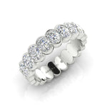 14K Gold Oval Cut Halfway Eternity Half Bezel Set Lab Grown Diamond Wedding Band Ring Oval Cut ABB-421.1-LGD  - Abtin & Co.