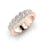 14K Gold Oval Cut Halfway Eternity Half Bezel Set Lab Grown Diamond Wedding Band Ring Oval Cut ABB-421.1-LGD  - Abtin & Co.