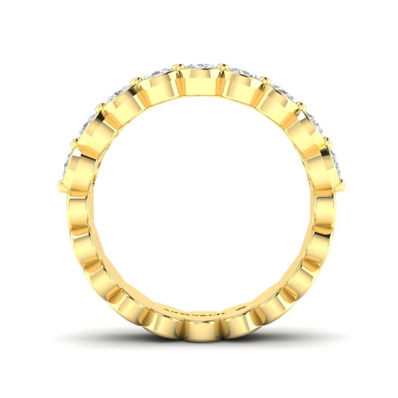 14K Gold Oval Cut Halfway Eternity Half Bezel Set Lab Grown Diamond Wedding Band Ring Oval Cut ABB-421.1-LGD  - Abtin & Co.