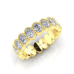 14K Gold Oval Cut Halfway Eternity Milgrain Bezel Set Lab Grown Diamond Wedding Band Ring Oval Cut ABB-423.1-LGD  - Abtin & Co.