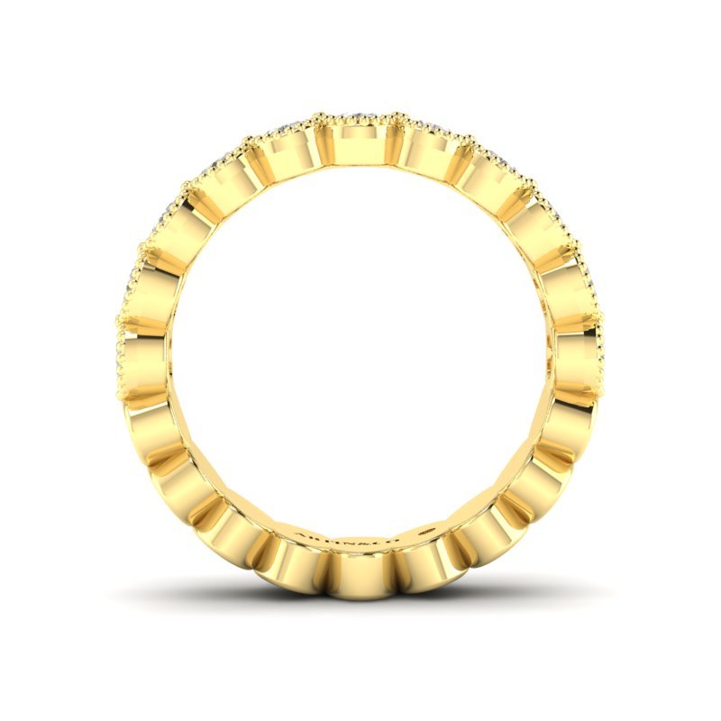 14K Gold Oval Cut Halfway Eternity Milgrain Bezel Set Lab Grown Diamond Wedding Band Ring Oval Cut ABB-422.1-LGD  - Abtin & Co.