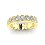 14K Gold Oval Cut Halfway Eternity Milgrain Bezel Set Lab Grown Diamond Wedding Band Ring Oval Cut ABB-422.1-LGD  - Abtin & Co.