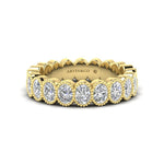 14K Gold Oval Cut Halfway Eternity Milgrain Bezel Set Lab Grown Diamond Wedding Band Ring Oval Cut ABB-422.1-LGD  - Abtin & Co.