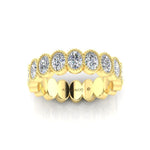 14K Gold Oval Cut Halfway Eternity Milgrain Bezel Set Lab Grown Diamond Wedding Band Ring Oval Cut ABB-423.1-LGD  - Abtin & Co.