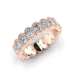 14K Gold Oval Cut Halfway Eternity Milgrain Bezel Set Lab Grown Diamond Wedding Band Ring Oval Cut ABB-423.1-LGD  - Abtin & Co.