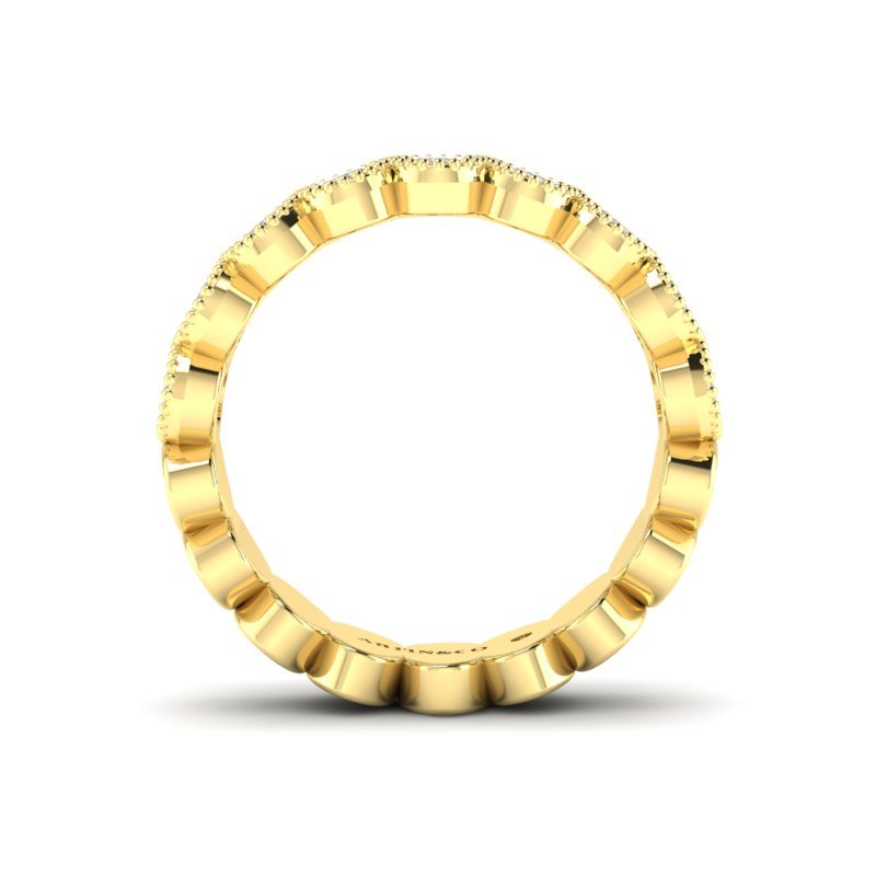 14K Gold Oval Cut Halfway Eternity Milgrain Bezel Set Lab Grown Diamond Wedding Band Ring Oval Cut ABB-423.1-LGD  - Abtin & Co.