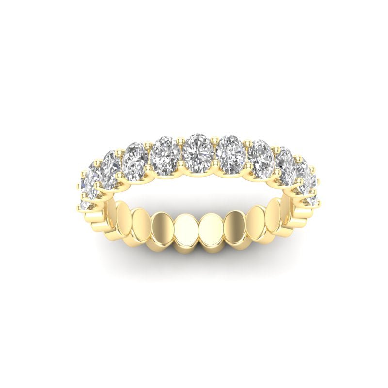 14K Gold Oval Cut Halfway Eternity U Prong Set Lab Grown Diamond Wedding Band Ring Oval Cut ABB-391.1-LGD  - Abtin & Co.