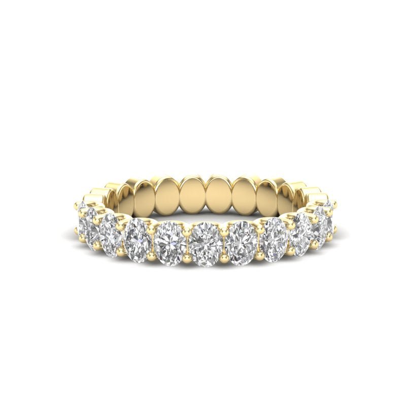 14K Gold Oval Cut Halfway Eternity U Prong Set Lab Grown Diamond Wedding Band Ring Oval Cut ABB-391.1-LGD  - Abtin & Co.