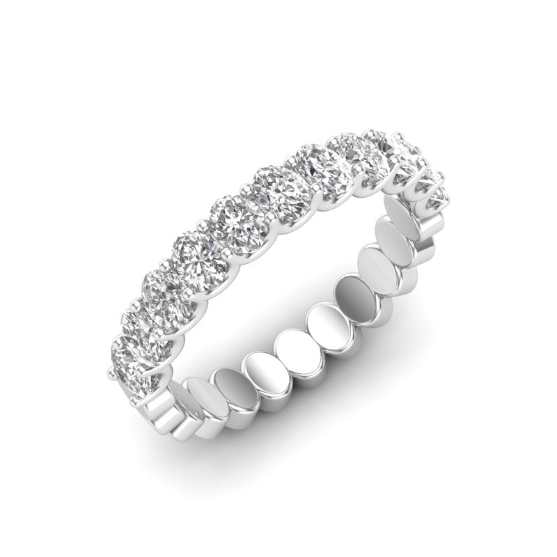 14K Gold Oval Cut Halfway Eternity U Prong Set Lab Grown Diamond Wedding Band Ring Oval Cut ABB-391.1-LGD  - Abtin & Co.