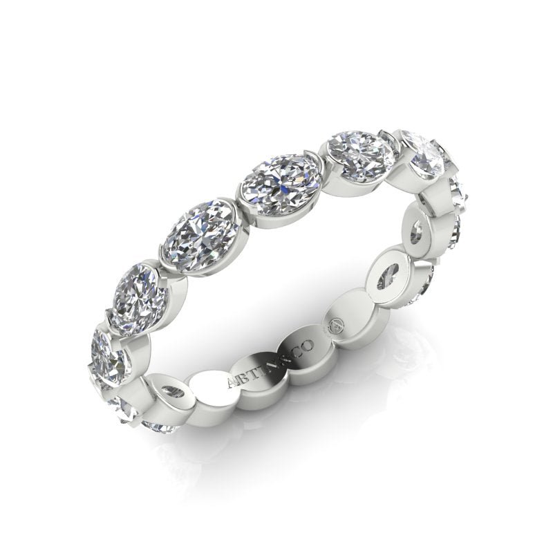 14K Gold Oval Cut Three Quarter Way East West Eternity Frame Set Lab Grown Diamond Wedding Band Ring Oval Cut ABB-394.2-LGD  - Abtin & Co.