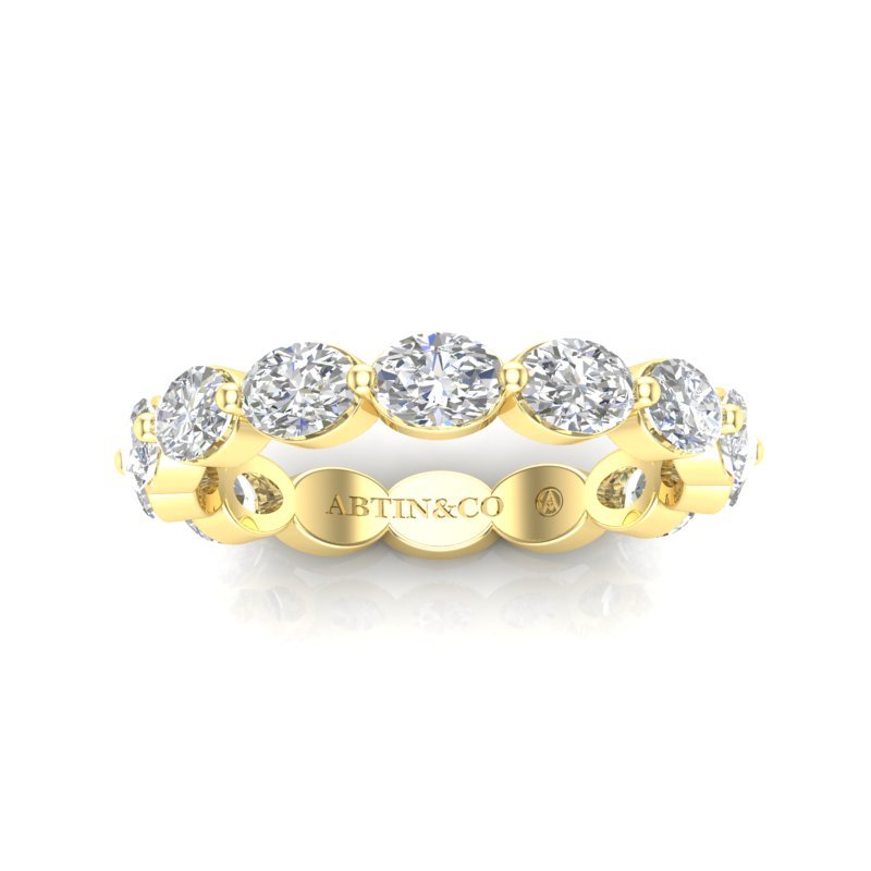 14K Gold Oval Cut Three Quarter Way Eternity East West Floating Set Lab Grown Diamond Wedding Band Ring Oval Cut ABB-440.2-LGD-2  - Abtin & Co.