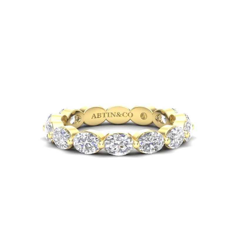 14K Gold Oval Cut Three Quarter Way Eternity East West Floating Set Lab Grown Diamond Wedding Band Ring Oval Cut ABB-440.2-LGD-1  - Abtin & Co.