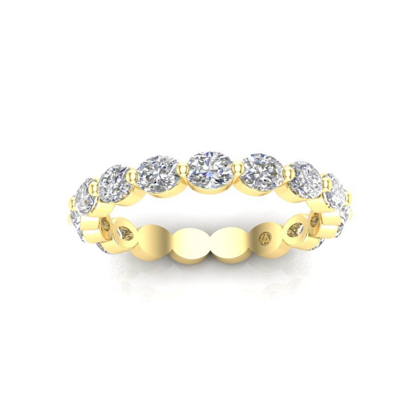 14K Gold Oval Cut Three Quarter Way Eternity East West Floating Set Lab Grown Diamond Wedding Band Ring Oval Cut ABB-438.2-LGD  - Abtin & Co.