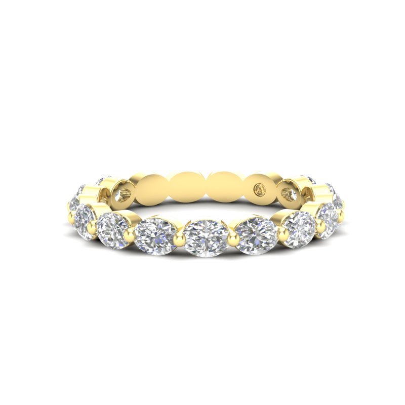 14K Gold Oval Cut Three Quarter Way Eternity East West Floating Set Lab Grown Diamond Wedding Band Ring Oval Cut ABB-438.2-LGD  - Abtin & Co.