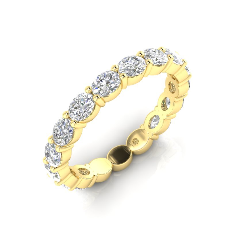 14K Gold Oval Cut Three Quarter Way Eternity East West Prong Set Lab Grown Diamond Wedding Band Ring Oval Cut ABB-437.2-LGD  - Abtin & Co.