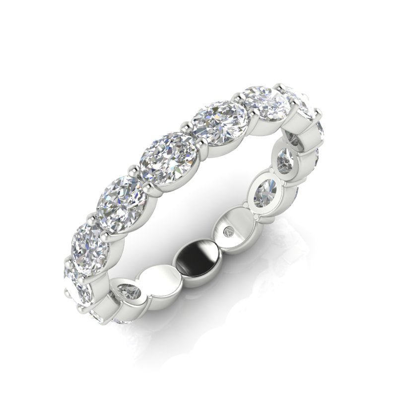14K Gold Oval Cut Three Quarter Way Eternity East West Prong Set Lab Grown Diamond Wedding Band Ring Oval Cut ABB-439.2-LGD-1  - Abtin & Co.
