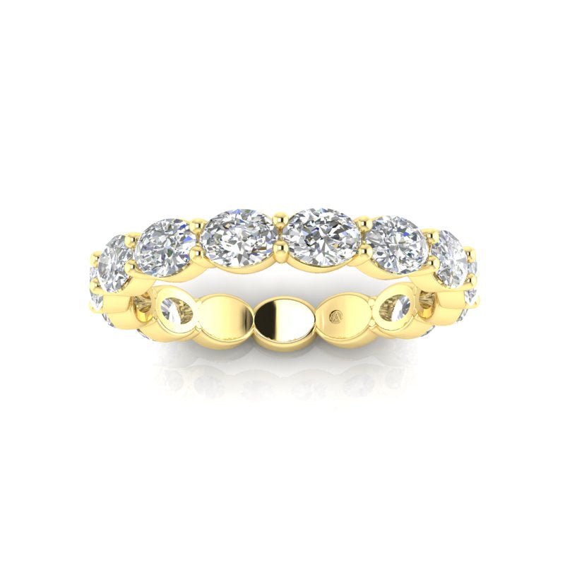 14K Gold Oval Cut Three Quarter Way Eternity East West Prong Set Lab Grown Diamond Wedding Band Ring Oval Cut ABB-439.2-LGD-2  - Abtin & Co.