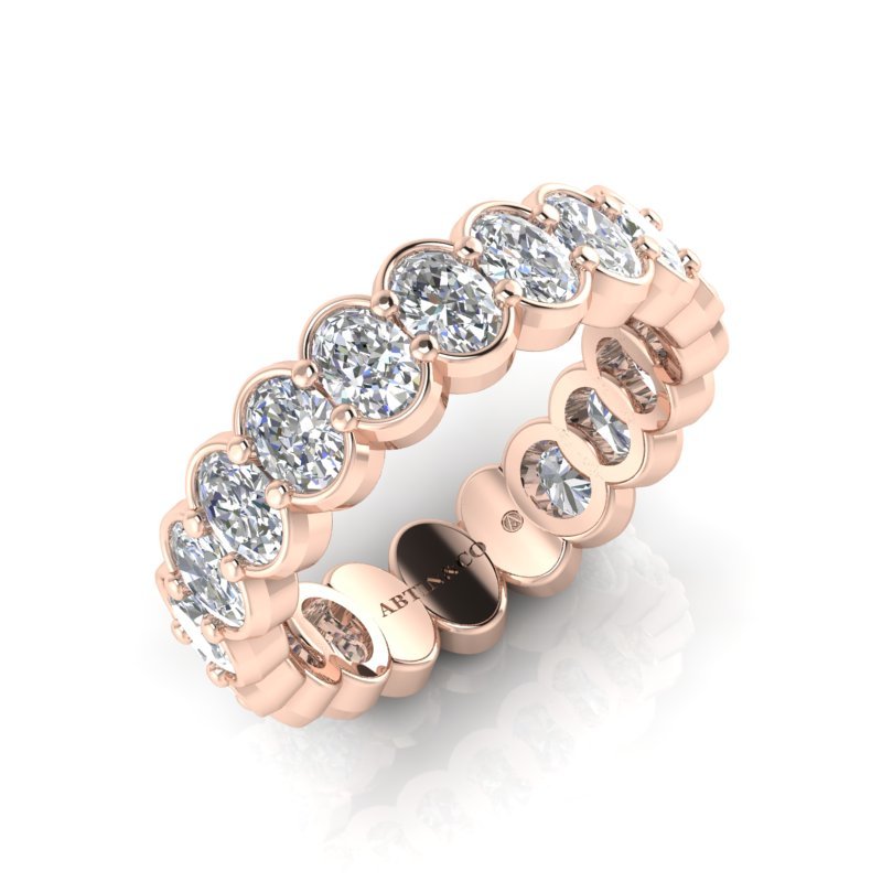 14K Gold Oval Cut Three Quarter Way Eternity Half Bezel Set Lab Grown Diamond Wedding Band Ring Oval Cut ABB-421.2-LGD  - Abtin & Co.
