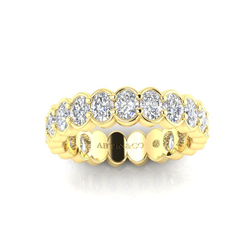 14K Gold Oval Cut Three Quarter Way Eternity Half Bezel Set Lab Grown Diamond Wedding Band Ring Oval Cut ABB-420.2-LGD  - Abtin & Co.