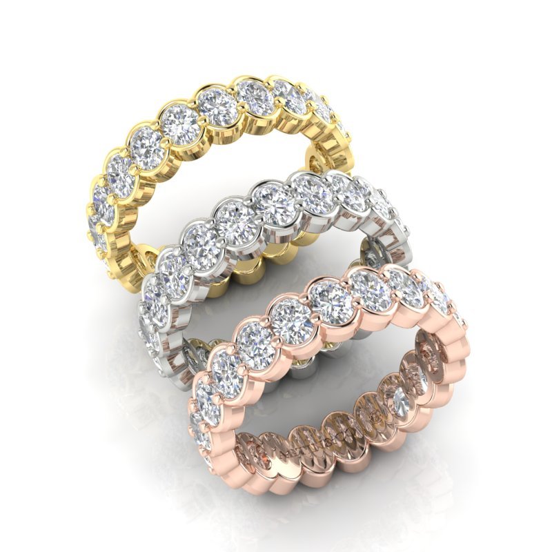 14K Gold Oval Cut Three Quarter Way Eternity Half Bezel Set Lab Grown Diamond Wedding Band Ring Oval Cut ABB-420.2-LGD  - Abtin & Co.