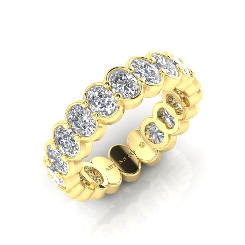 14K Gold Oval Cut Three Quarter Way Eternity Half Bezel Set Lab Grown Diamond Wedding Band Ring Oval Cut ABB-421.2-LGD  - Abtin & Co.