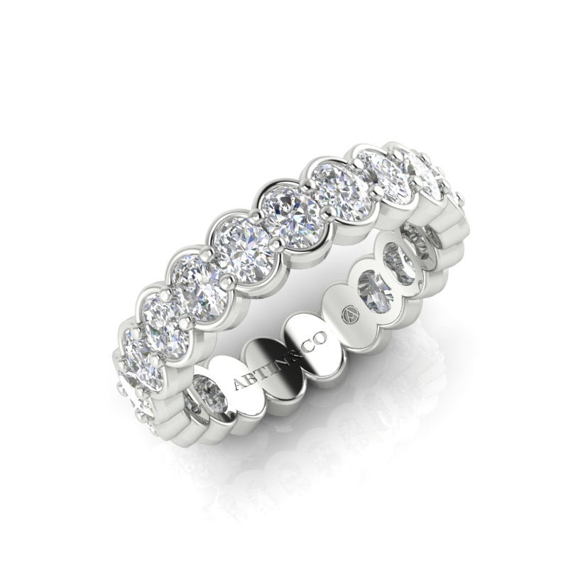 14K Gold Oval Cut Three Quarter Way Eternity Half Bezel Set Lab Grown Diamond Wedding Band Ring Oval Cut ABB-420.2-LGD  - Abtin & Co.