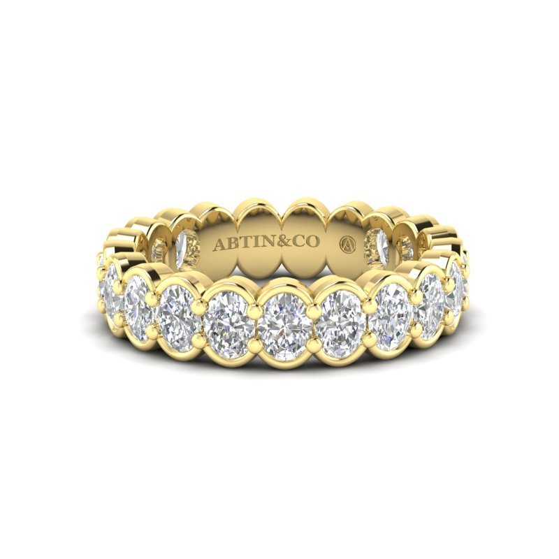 14K Gold Oval Cut Three Quarter Way Eternity Half Bezel Set Lab Grown Diamond Wedding Band Ring Oval Cut ABB-420.2-LGD  - Abtin & Co.