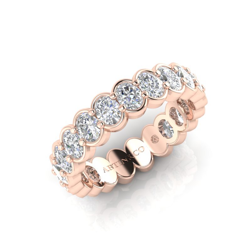 14K Gold Oval Cut Three Quarter Way Eternity Half Bezel Set Lab Grown Diamond Wedding Band Ring Oval Cut ABB-420.2-LGD  - Abtin & Co.