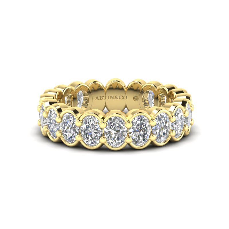 14K Gold Oval Cut Three Quarter Way Eternity Half Bezel Set Lab Grown Diamond Wedding Band Ring Oval Cut ABB-421.2-LGD  - Abtin & Co.