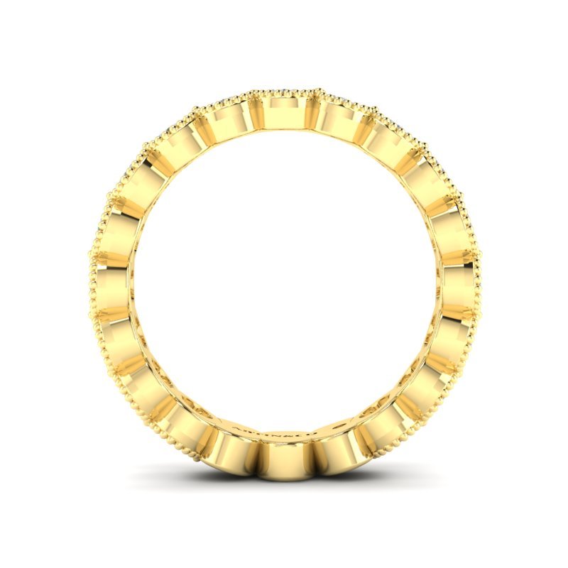 14K Gold Oval Cut Three Quarter Way Eternity Milgrain Bezel Set Lab Grown Diamond Wedding Band Ring Oval Cut ABB-422.2-LGD  - Abtin & Co.