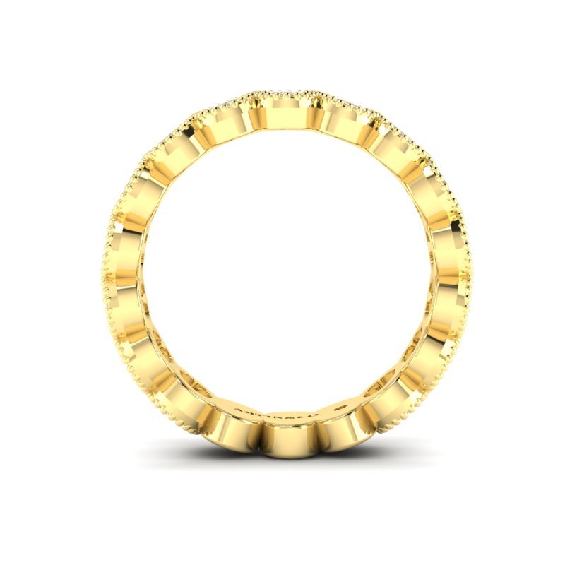 14K Gold Oval Cut Three Quarter Way Eternity Milgrain Bezel Set Lab Grown Diamond Wedding Band Ring Oval Cut ABB-423.2-LGD  - Abtin & Co.