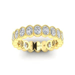 14K Gold Oval Cut Three Quarter Way Eternity Milgrain Bezel Set Lab Grown Diamond Wedding Band Ring Oval Cut ABB-422.2-LGD  - Abtin & Co.
