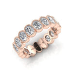 14K Gold Oval Cut Three Quarter Way Eternity Milgrain Bezel Set Lab Grown Diamond Wedding Band Ring Oval Cut ABB-423.2-LGD  - Abtin & Co.