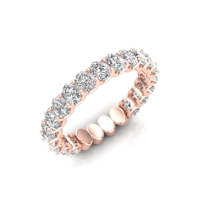 14K Gold Oval Cut Three Quarter Way Eternity U Prong Set Lab Grown Diamond Wedding Band Ring Oval Cut ABB-391.2-LGD  - Abtin & Co.